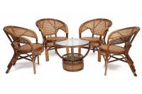 Комплект для отдыха Пеланги (Pelangi 02/15 со стеклянной столешницей, без подушек) натуральный ротанг (Honey (мёд)