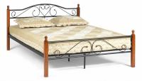 Кровать AT-815 Wood slat base дерево гевея/металл, 160*200 см (Queen bed), красный дуб/черный фото Кровать AT-815 Wood slat base дерево гевея/металл, 160*200 см (Queen bed), красный дуб/черный. Фото №1