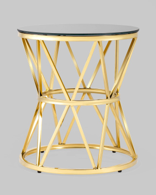 Журнальный стол 50*50 ВИВА золото стекло черное. Фото