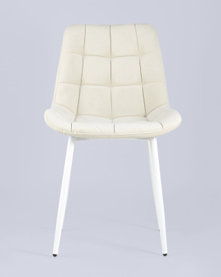 Стул Флекс велюр светло-бежевый белые ножки. Фото №5