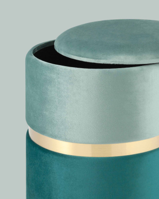 Пуф Кэрри с ящиком велюр бирюзовый фото Пуф Кэрри с ящиком велюр бирюзовый. Фото №5