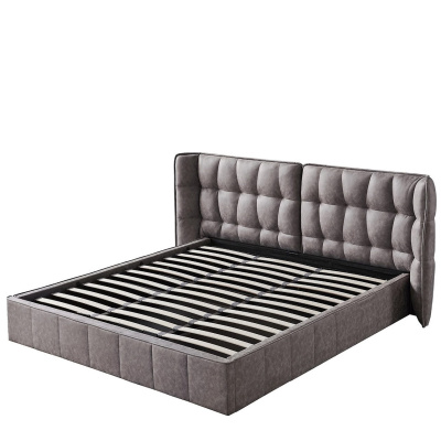 Кровать HUSK 8705 темно-бежевая с ящиком для белья. Фото №2