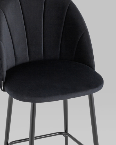 Стул полубарный Логан велюр черный. Фото №9