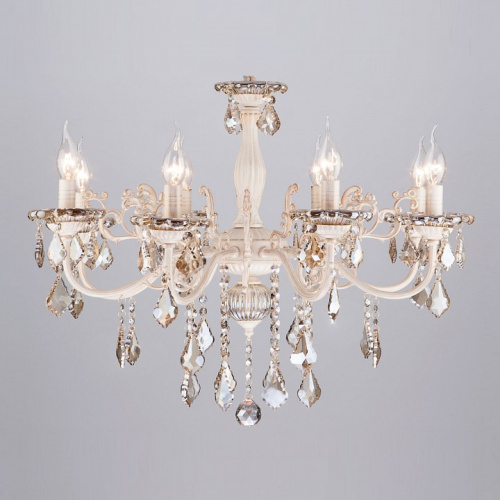 Подвесная люстра Eurosvet Elisha 3281/8 белый с золотом/тонированный хрусталь Strotskis. Фото №1