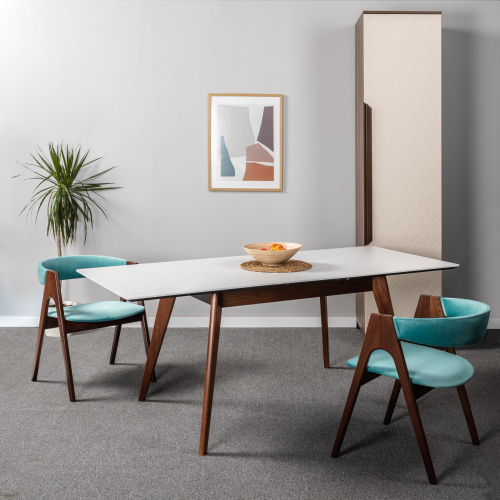 Стол Лунд раскладной 140-180 ОРЕХ-Мрамор Бьянко. Фото №10