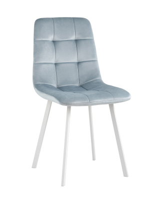 Стул Chilly велюр серо-голубой ножки белые. Фото №2
