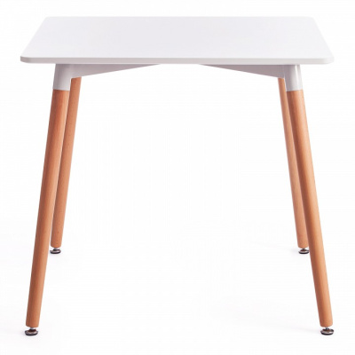 Стол JOHN (mod. T1003) МДФ/дерево, 80 х 80 х 75 см , White (Белый) / Natural (натуральный). Фото №2