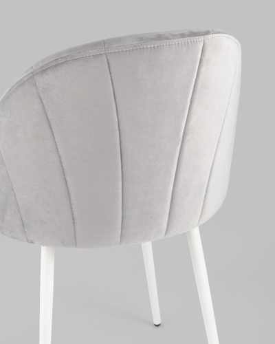 Стул Логан велюр светло-серый белые ножки. Фото №8