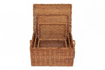 Сундук Secret De Maison Bonanza (набор из 3 штук)  натуральный ротанг, 40*25*20/48*32*25/55*40*30 см, Коньяк. Фото