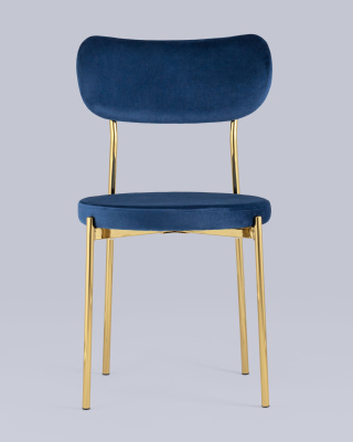 Стул Барбара велюр синий золотые ножки. Фото