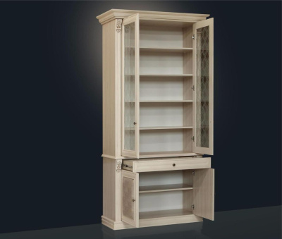 Шкаф для книг 2-х ств. с зеркалом и стеклянными полками Б5.15-6. Фото