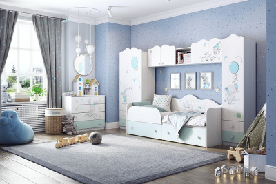 Бонни Шкаф комбинированный (с ящ. 1-створчатый) белый рамух/Кэнди. Фото