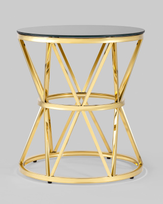 Журнальный стол 50*50 ВИВА золото стекло черное. Фото