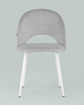 Стул Меган велюр светло-серый белые ножки фото Стул Меган велюр светло-серый белые ножки. Фото №5