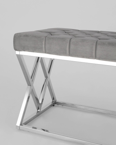 Банкетка ИНСИГНИЯ велюр серый сталь серебро. Фото №7