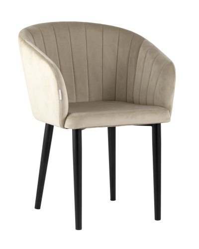 Стул с подлокотниками Нейтон велюр бежевый. Фото №2