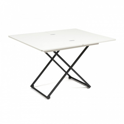 Стол универсальный трансформируемый MERIDIAN МДФ/металл, 85*50*57,5см/ 110,2*85*57,5 см, Белый, основание черное. Фото №2