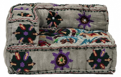 Модуль мягкий угловой  Secret De Maison SOL (mod. 10234) cotton velvet, 80х80х43см, серый с цветами. Фото №2
