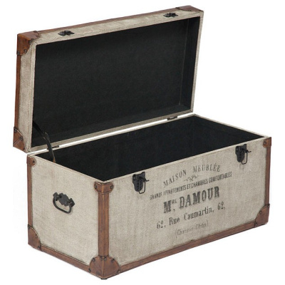 Набор из 2-х столиков-сундуков Secret De Maison FONDU ( mod. M-12882 )  дерево манго/кожа буйвола/ткань, 37х70,5х36/28х64х28см, коричневый,. Фото