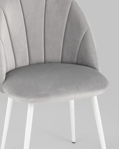 Стул Логан велюр светло-серый белые ножки. Фото №9