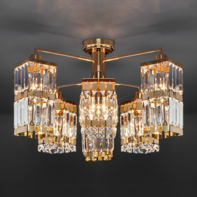 Потолочная люстра Eurosvet Barra 10100/8 золото/прозрачный хрусталь Strotskis. Фото