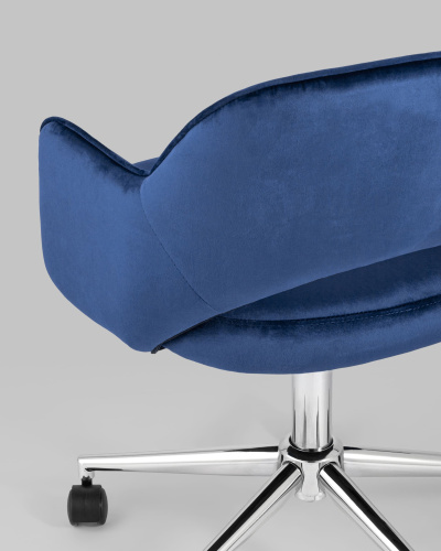 Кресло компьютерное Кларк велюр синий. Фото №8