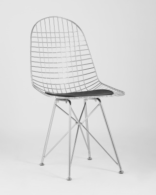 Стул обеденный Eiffel хромированный с черной подушкой. Фото №3