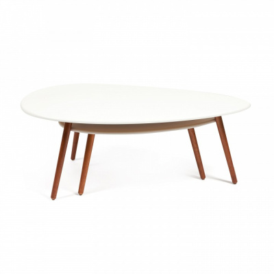 Стол журнальный HAMPTON МДФ/дерево, 120*70*46/80*50*36 см, Белый (ножки орех). Фото